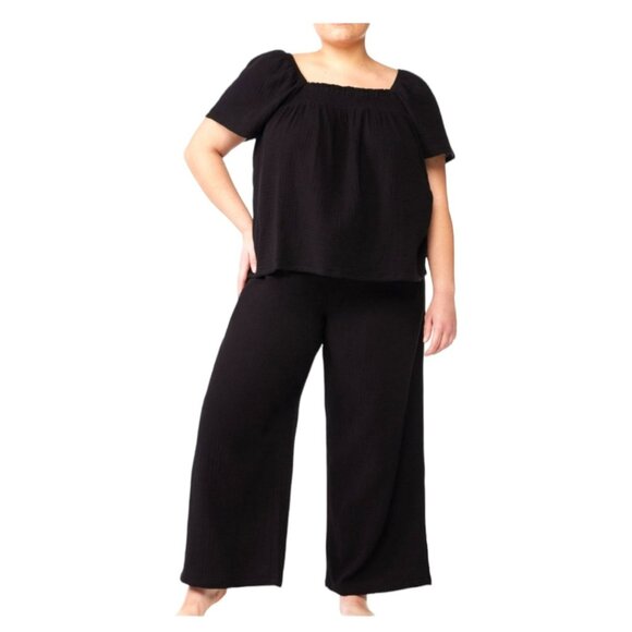 Black Top 100% Cotton Gauze Sleep Shirt Lounge Women's Small 4-6 JH1736 - Picture 2 of 4